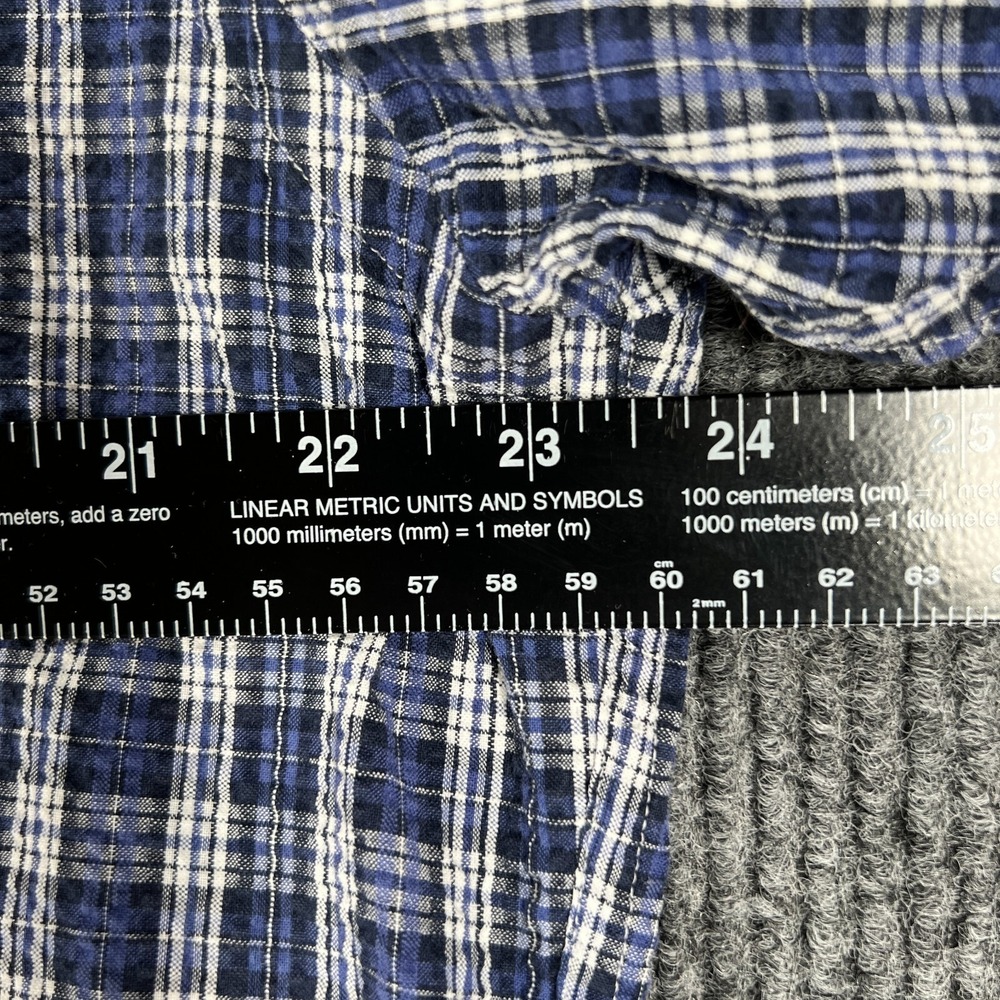 Ralph Lauren Shirt Mens Large Blue Plaid Seersucker Short Sleeve Button Down - Picture 8 of 10